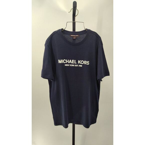 Michael Kors Classic Logo Tee Midnight Sleeved Top S - Picture 1 of 2